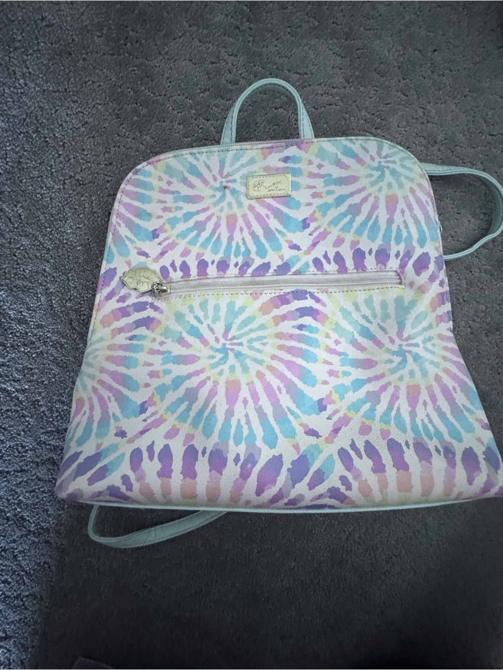 Betsey Johnson Pastel Tie-Dye Backpack in Purple, Blue, Cream